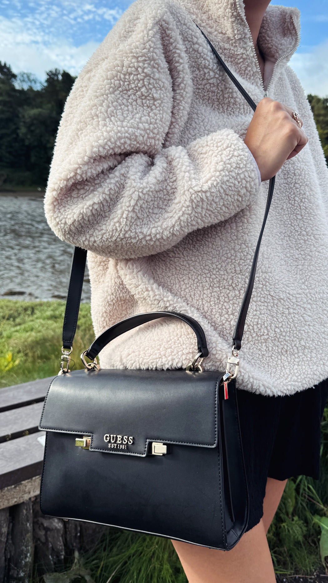 EVG964120 black eco aldith satchel bag