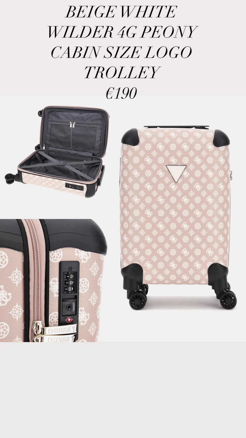 BEIGE WHITE WILDER 4G PEONY CABIN SIZE LOGO TROLLEY