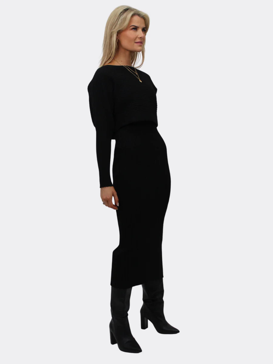 Amelia black knit dress