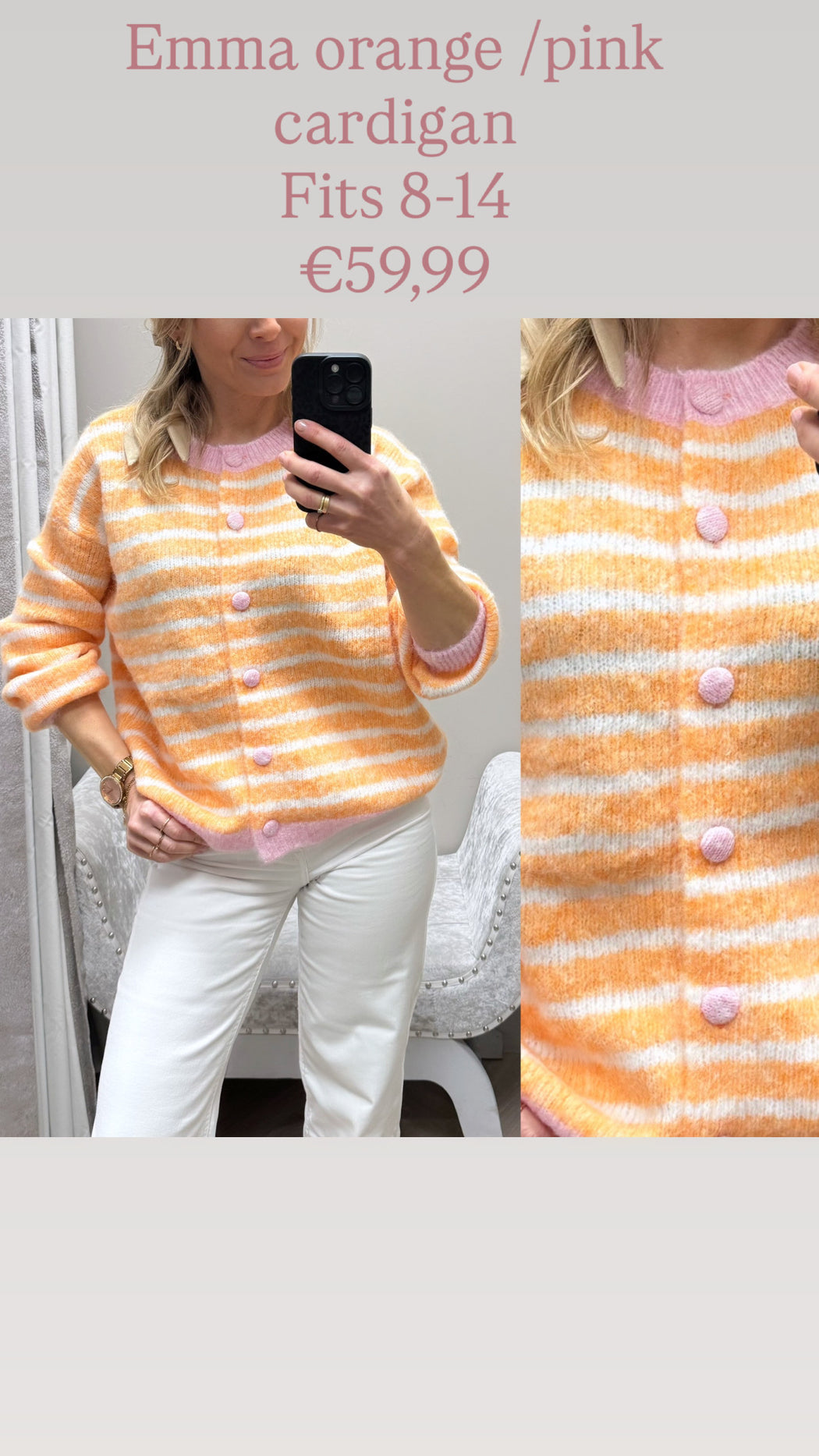 Emma  orange /pink cardigan