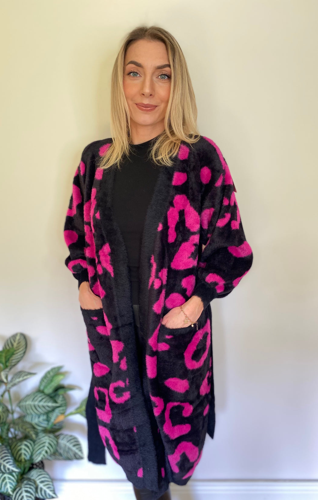 COCO PINK WRAP DANCING LEOPARD CARDIGAN