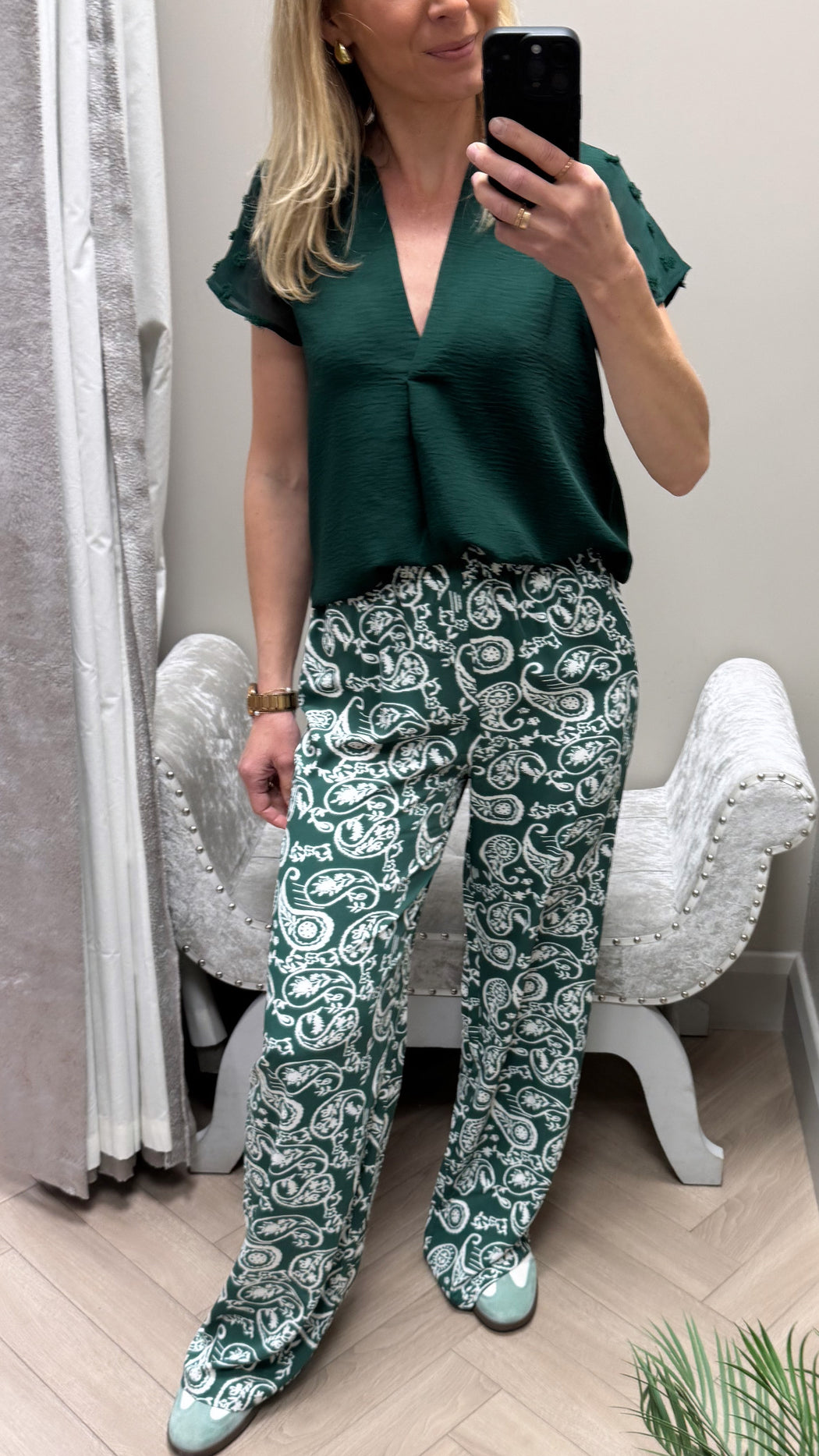 Nolita green print trousers