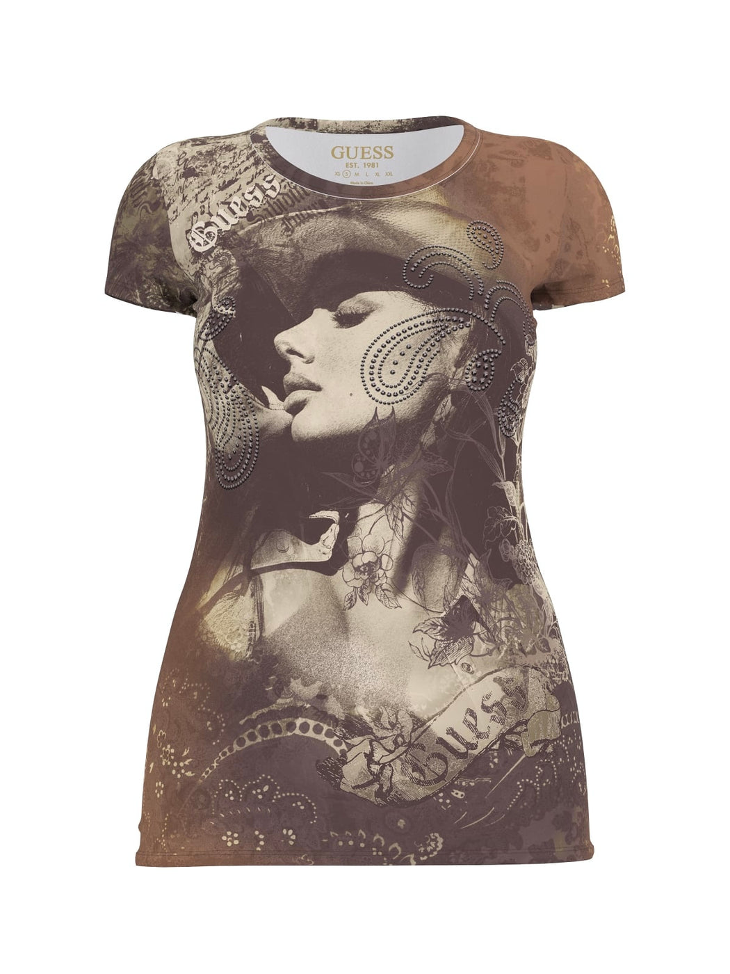 Guess nostalgia rhinestone tee