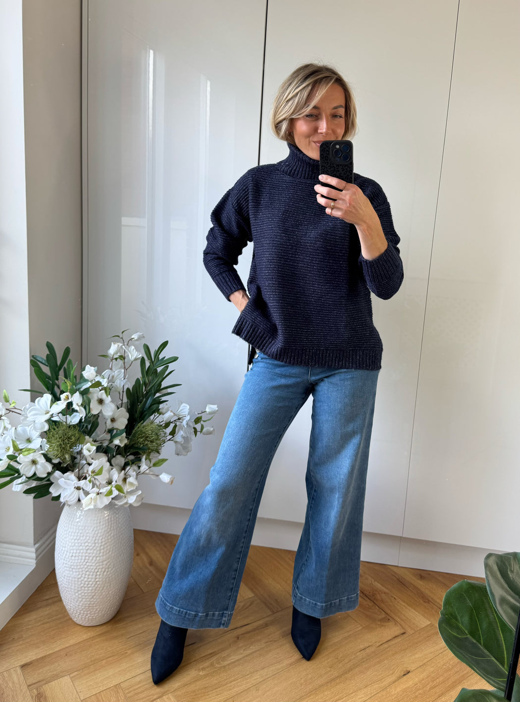 Muffin turtle neck navy knit