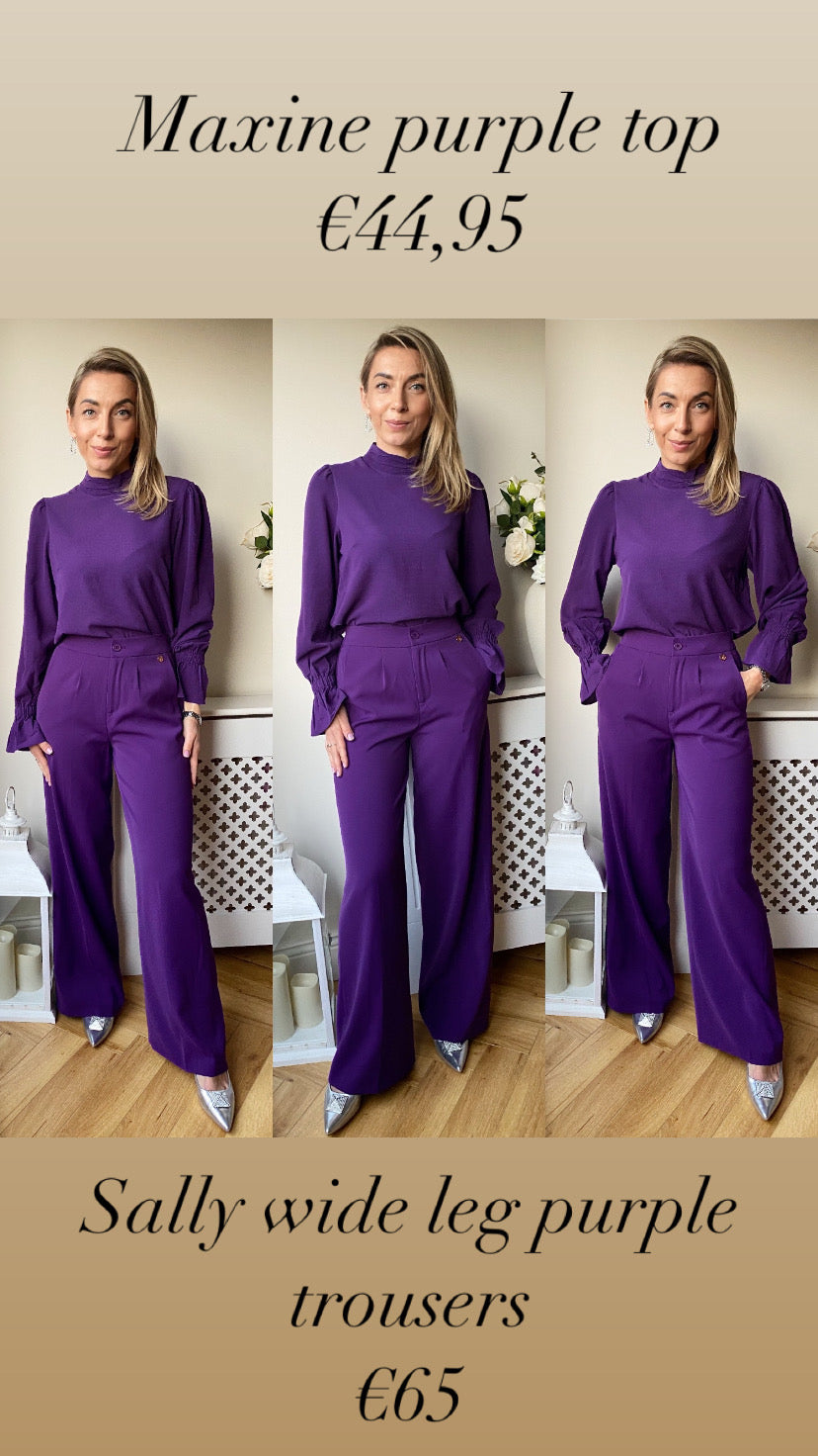 Sally wide leg purple trousers