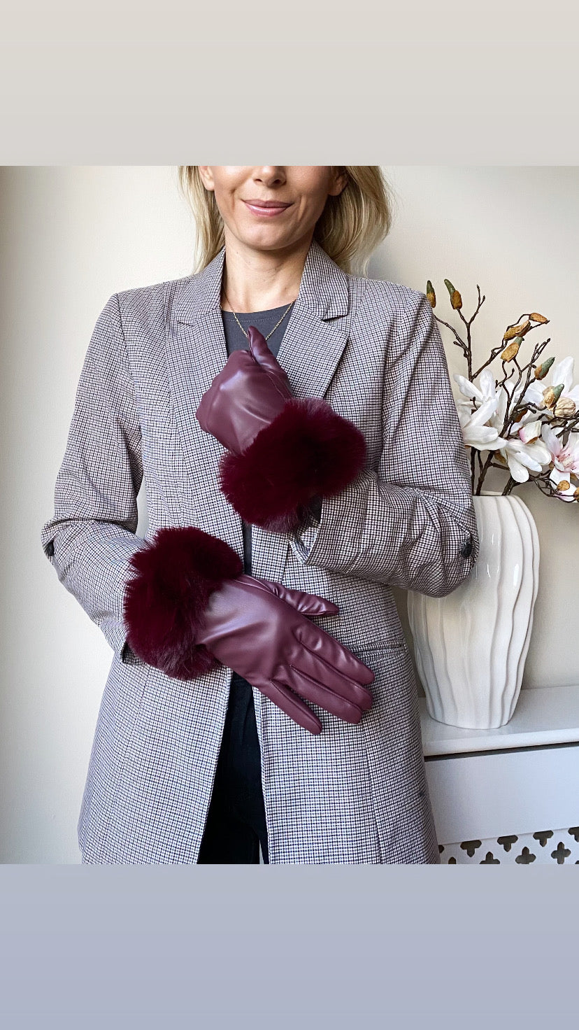 Ruby faux leather gloves