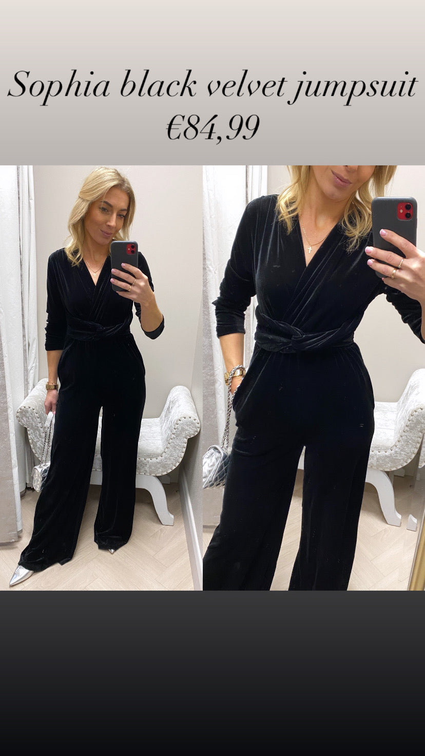 Sophia black velvet jumpsuit