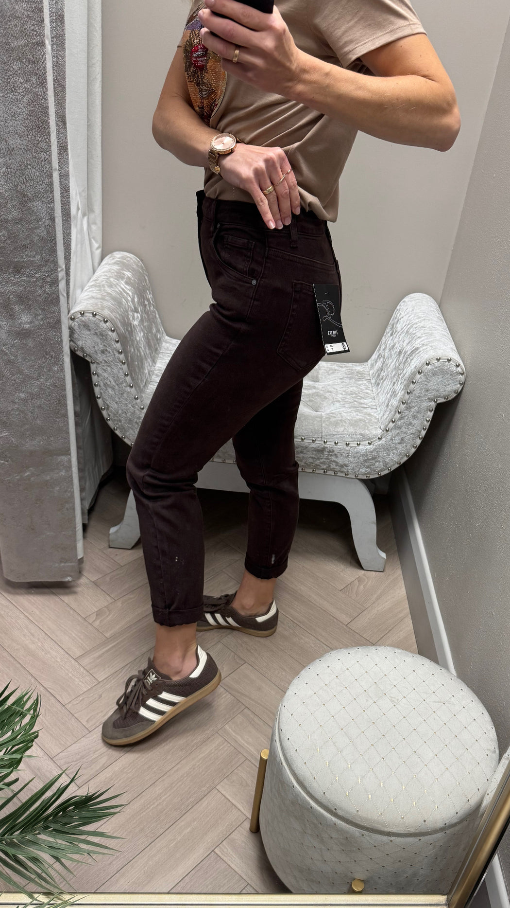 Toxic chocolate brown boyfriend fit jeans