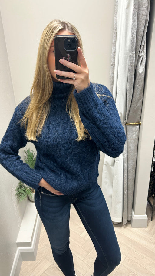 Merope navy polo neck knit jumper