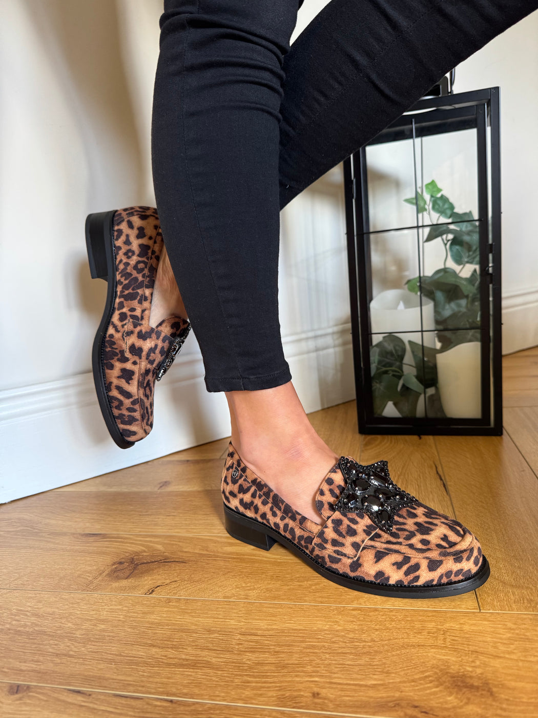 Afyon one leopard star loafer