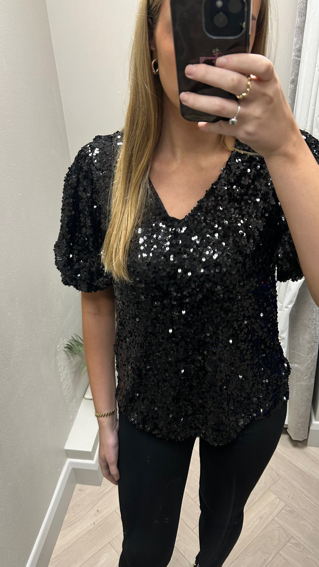 Black  Emma sequin top