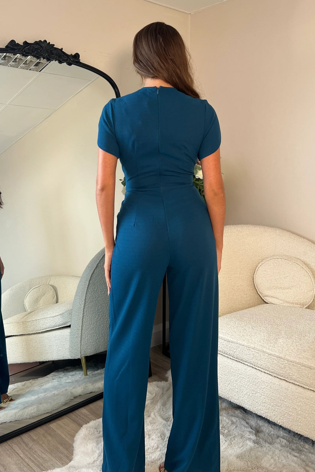 Bridget Twist Font Split Arm Jumpsuit Blue