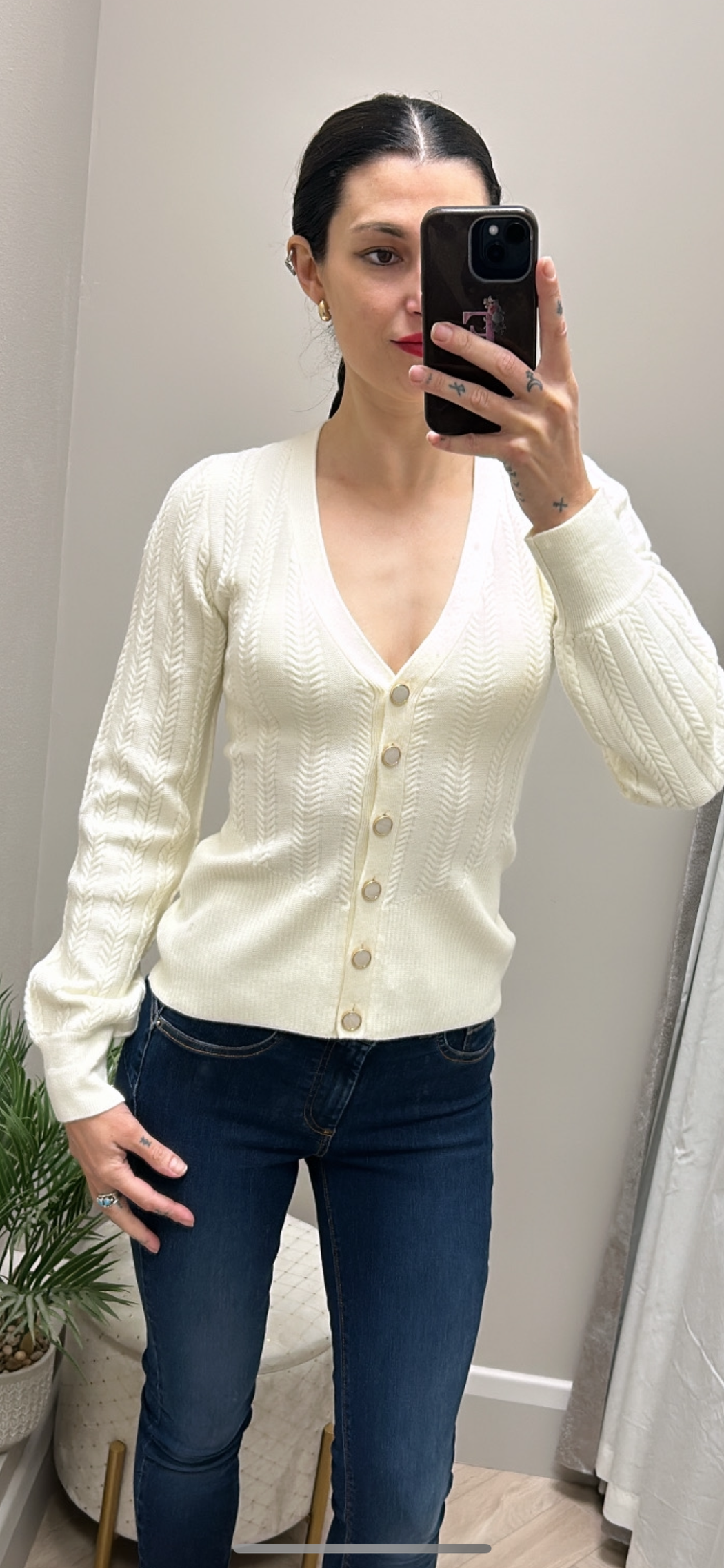 W4br31z2v42 guess cream  ribbed cardi