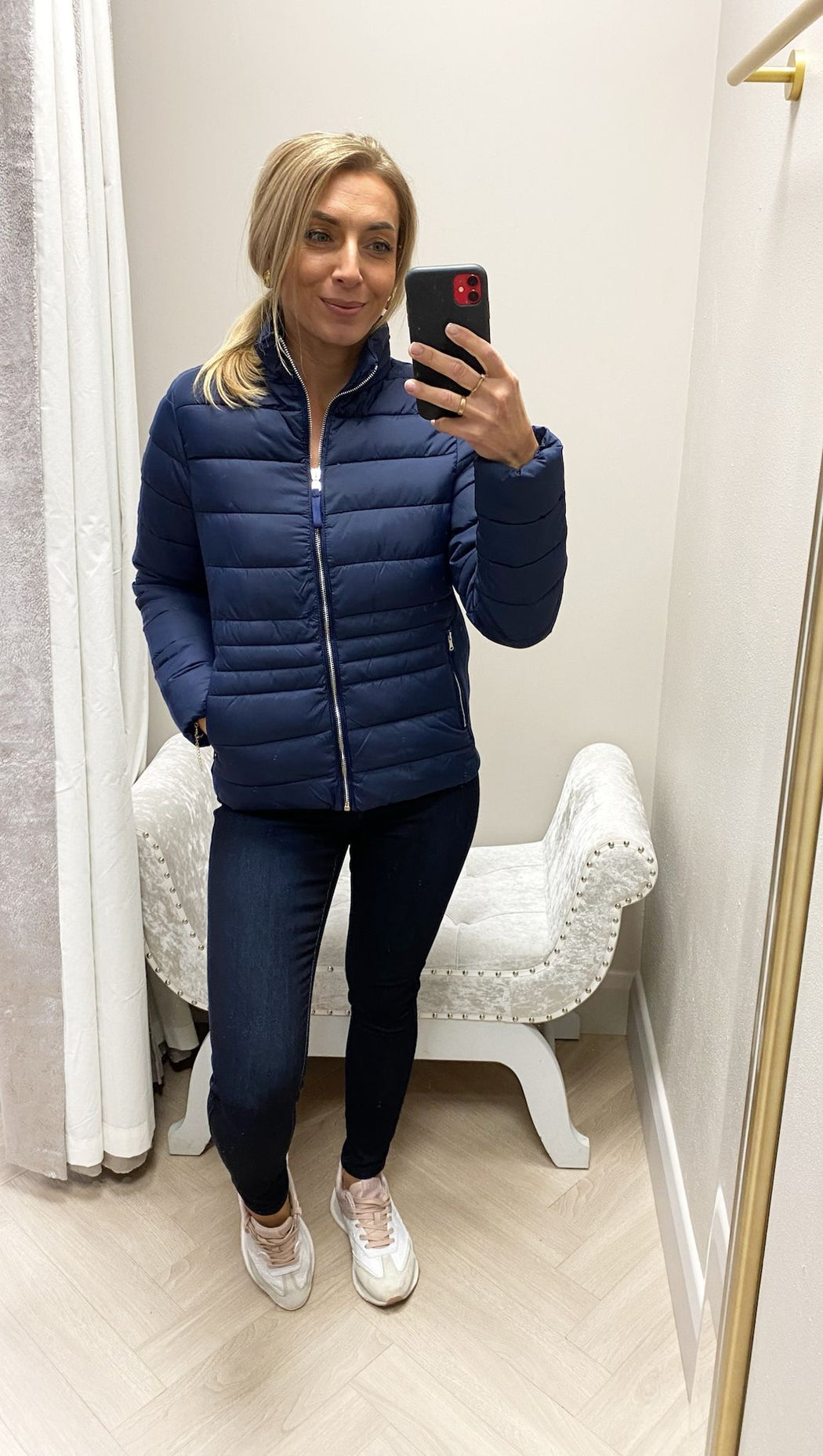 Evelyn navy puffa jacket