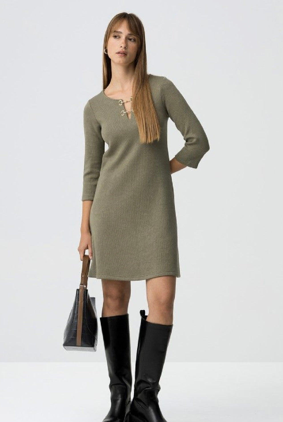 Henry khaki knit dress