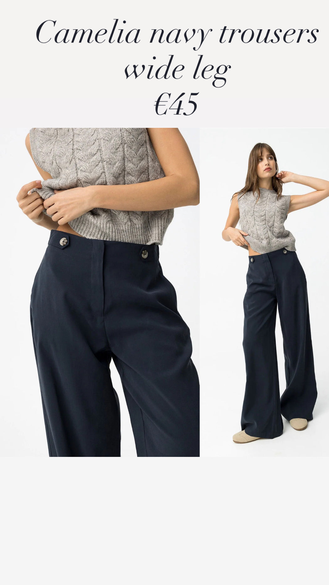 Camelia navy trousers wide leg