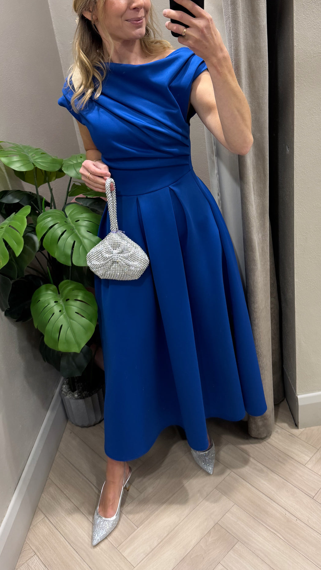 Betty Asymmetric Midi Dress Cobalt