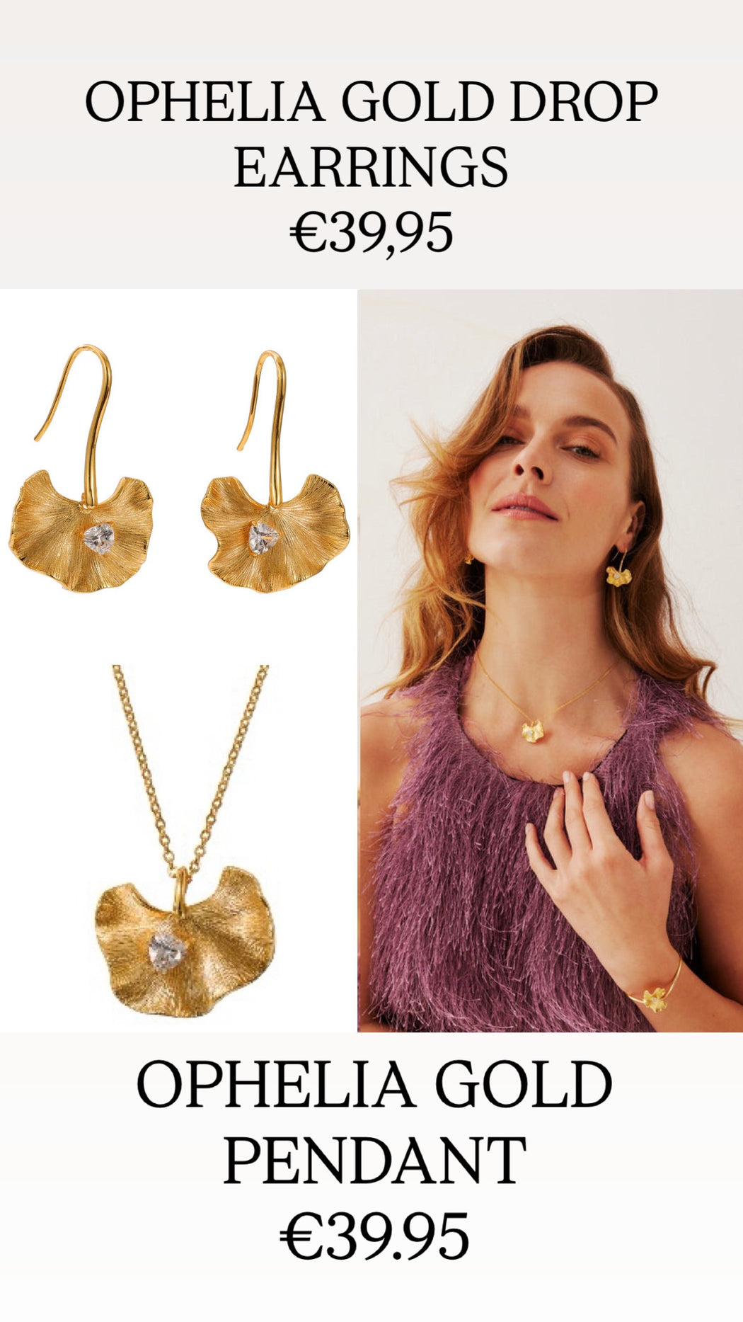 OPHELIA GOLD DROP EARRINGS. U193EZB
