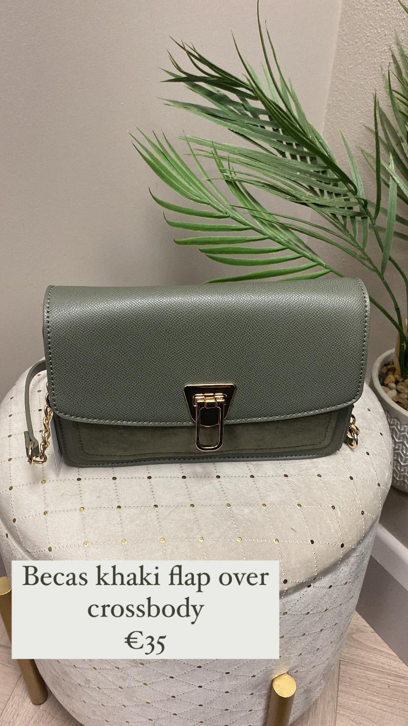 Becas khaki flap over crossbody