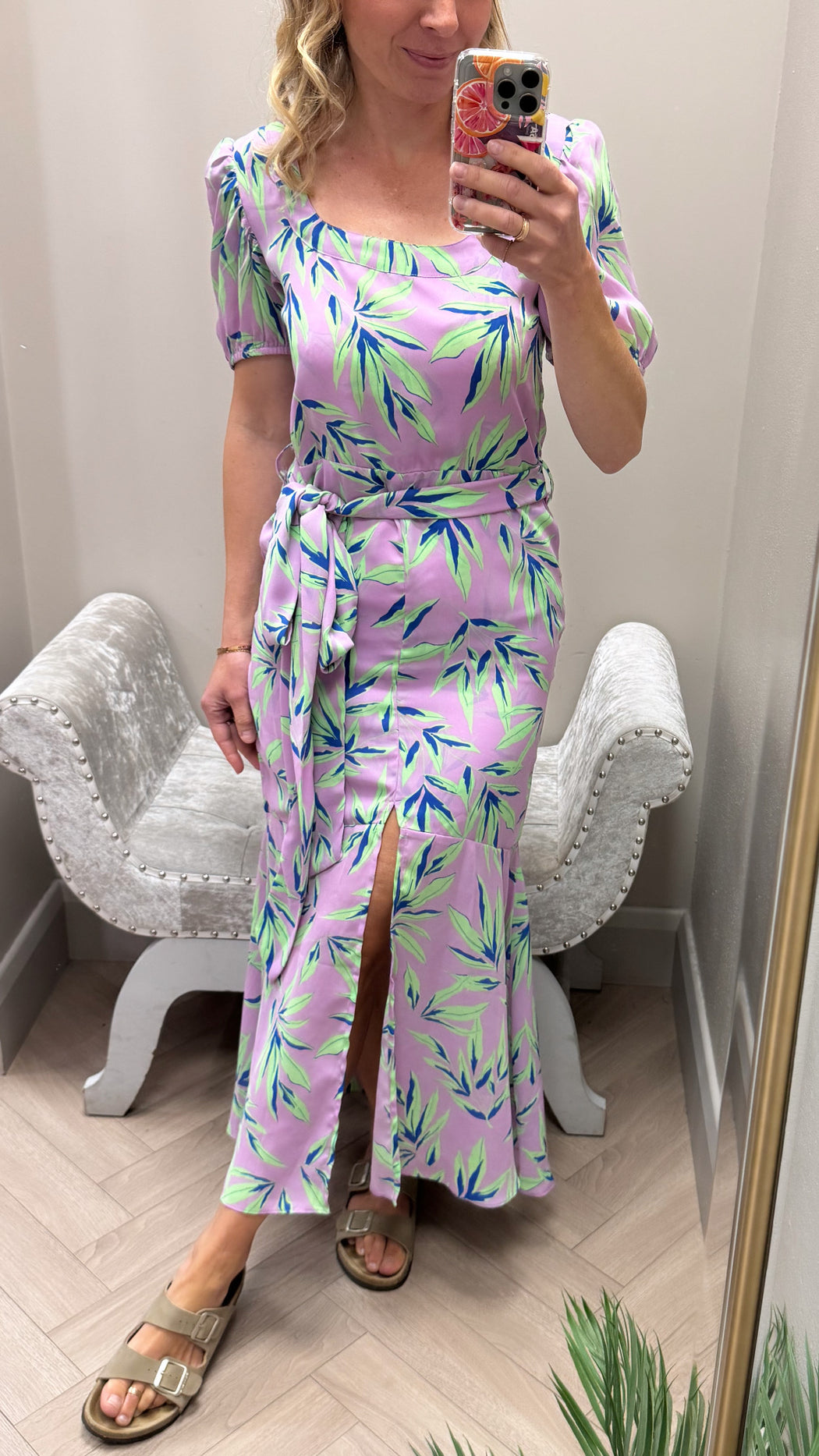 Manuela dancing leopard Frill Hem Dress in Tropic