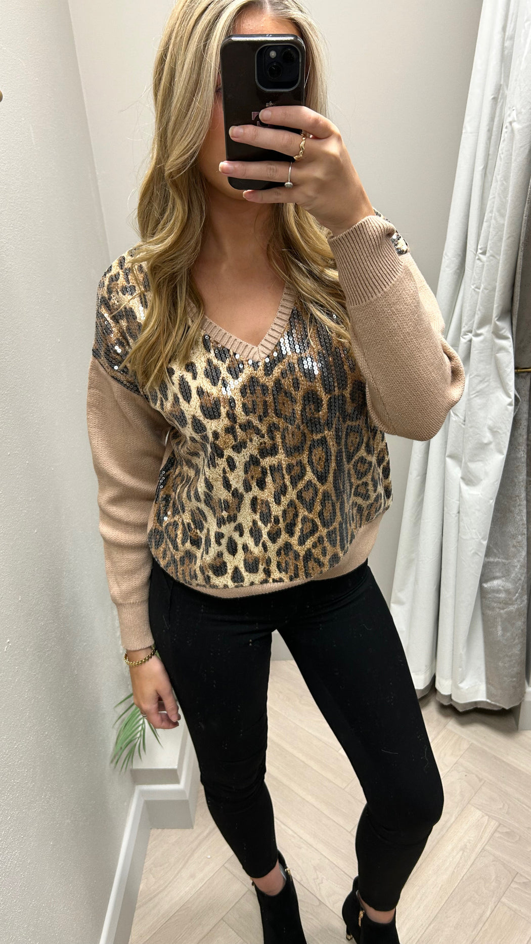 Katie sequin leopard knit