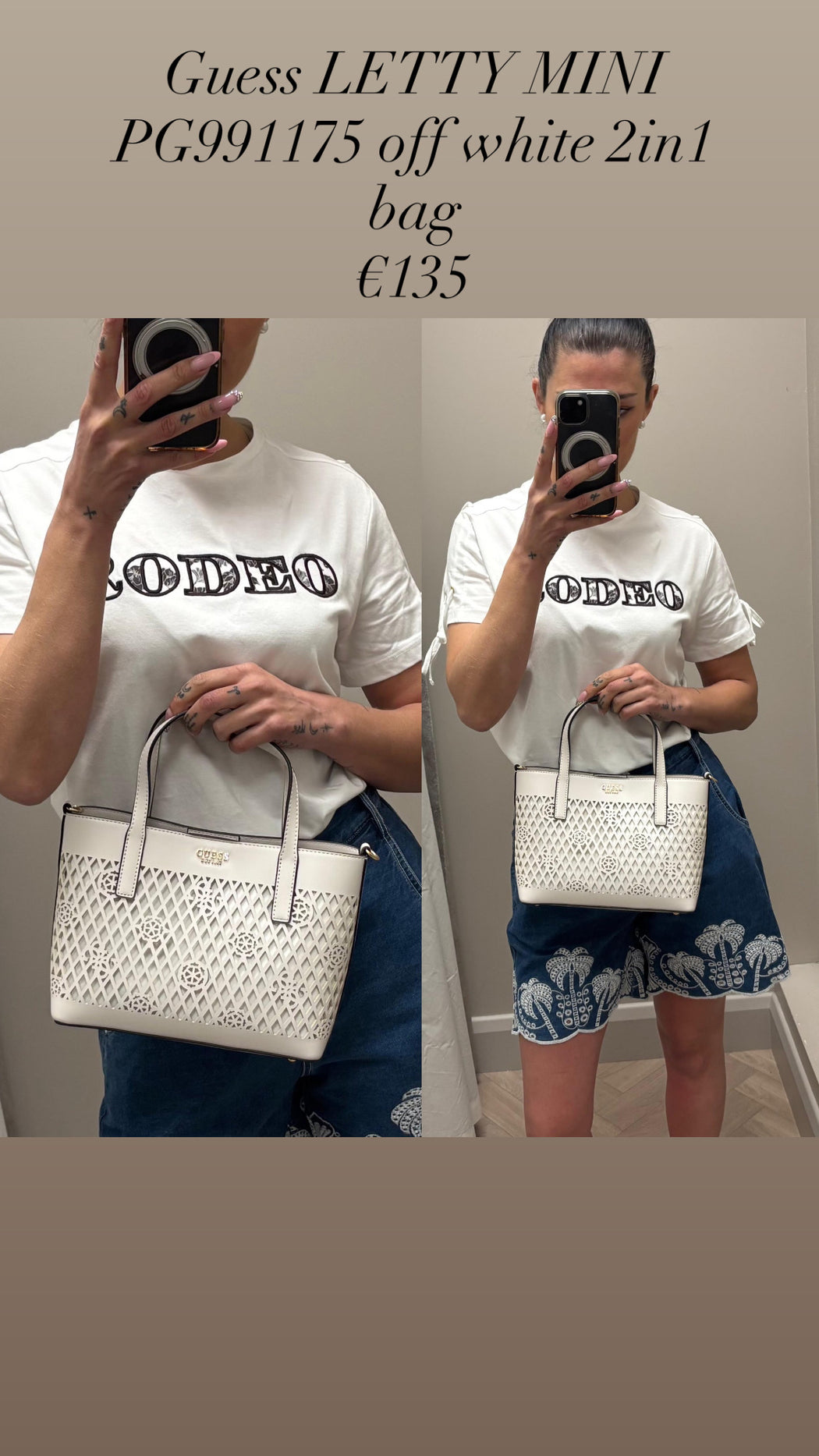 Guess LETTY MINI PG991175 off white 2in1 bag