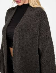 Guess beniko boucle slate cardi w5br54zo702