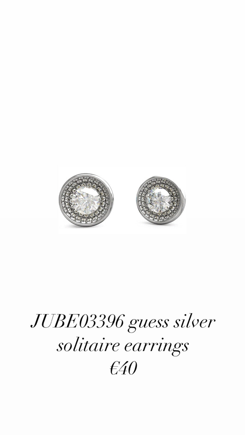 JUBE03396 guess silver solitaire earrings