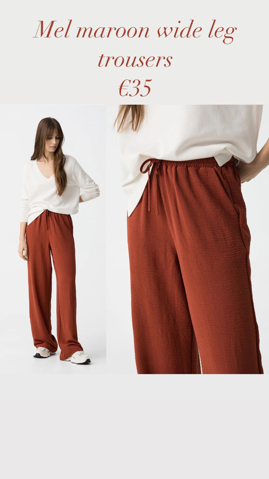 Mel maroon wide leg trousers