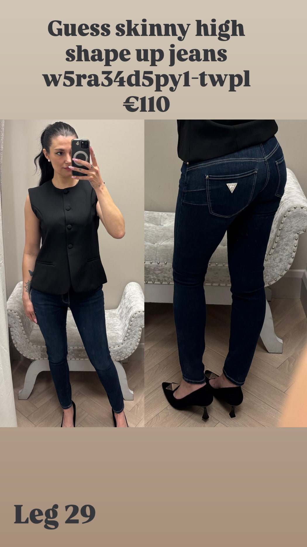 Guess skinny high shape up jeans w5ra34d5py1-twpl