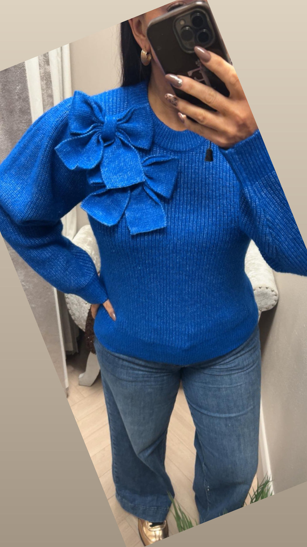 Charlie blue bow knit