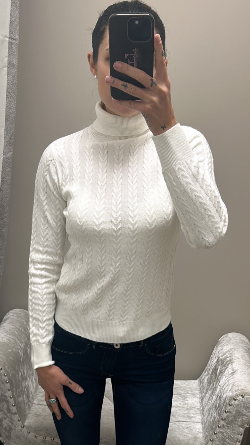 Deiopea cream rib polo neck