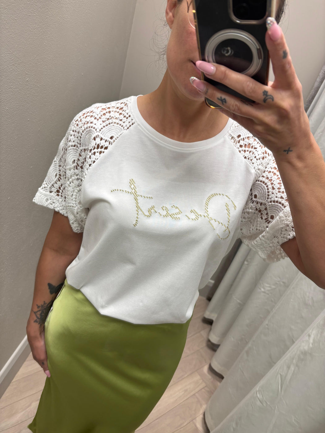 Kansas lime green midi skirt