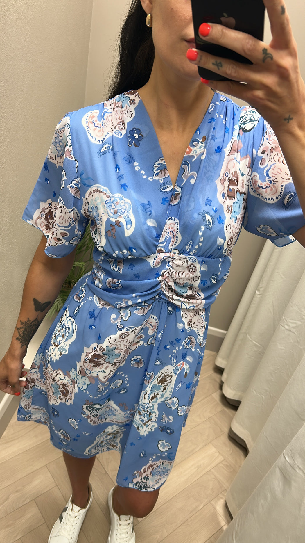 Lyra blue print mini dress