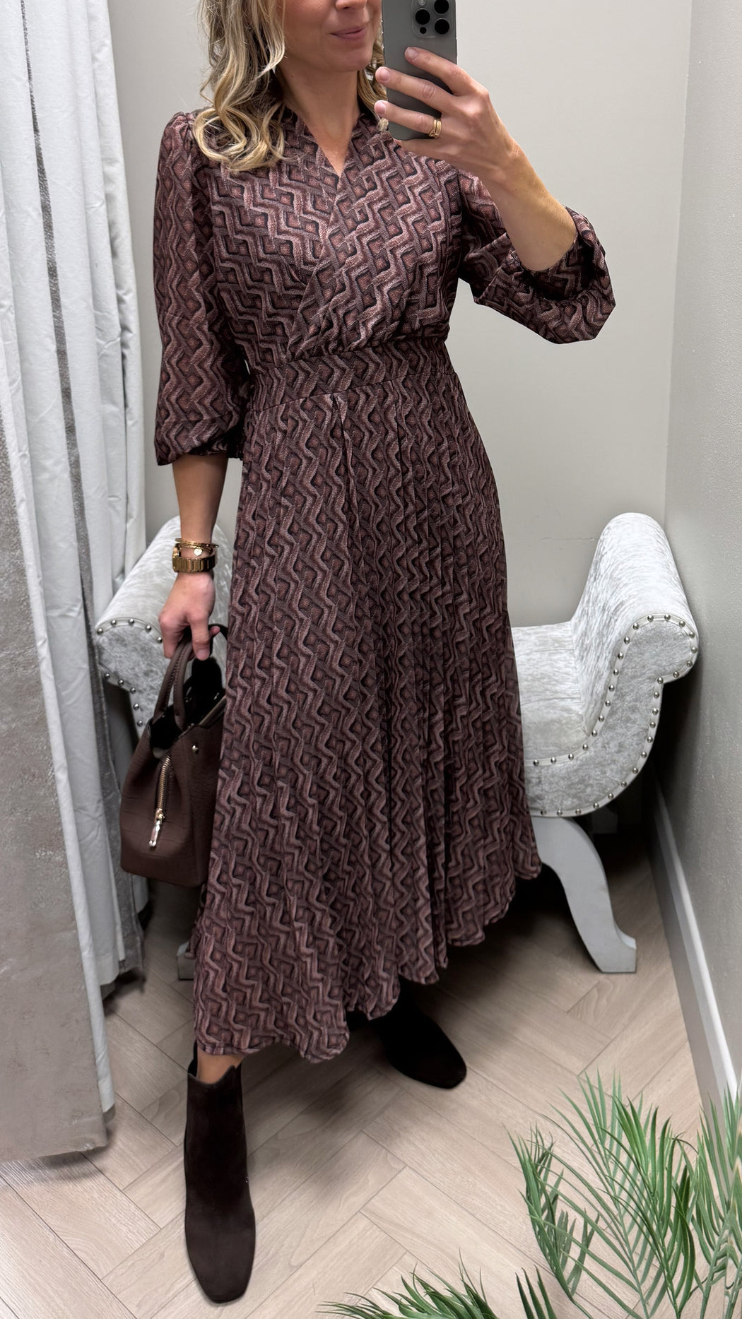 Brown print positano dress