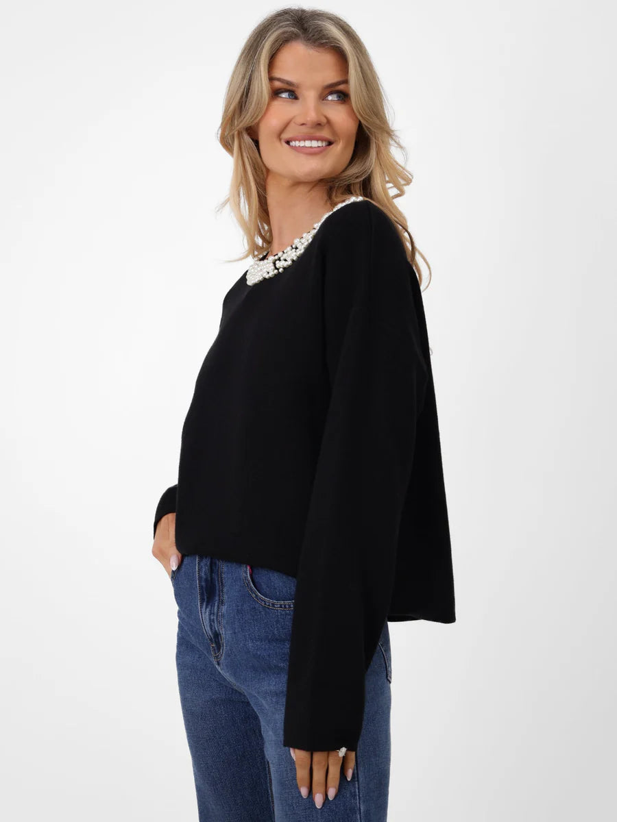 BLACK ANNABELLE KNIT JUMPER