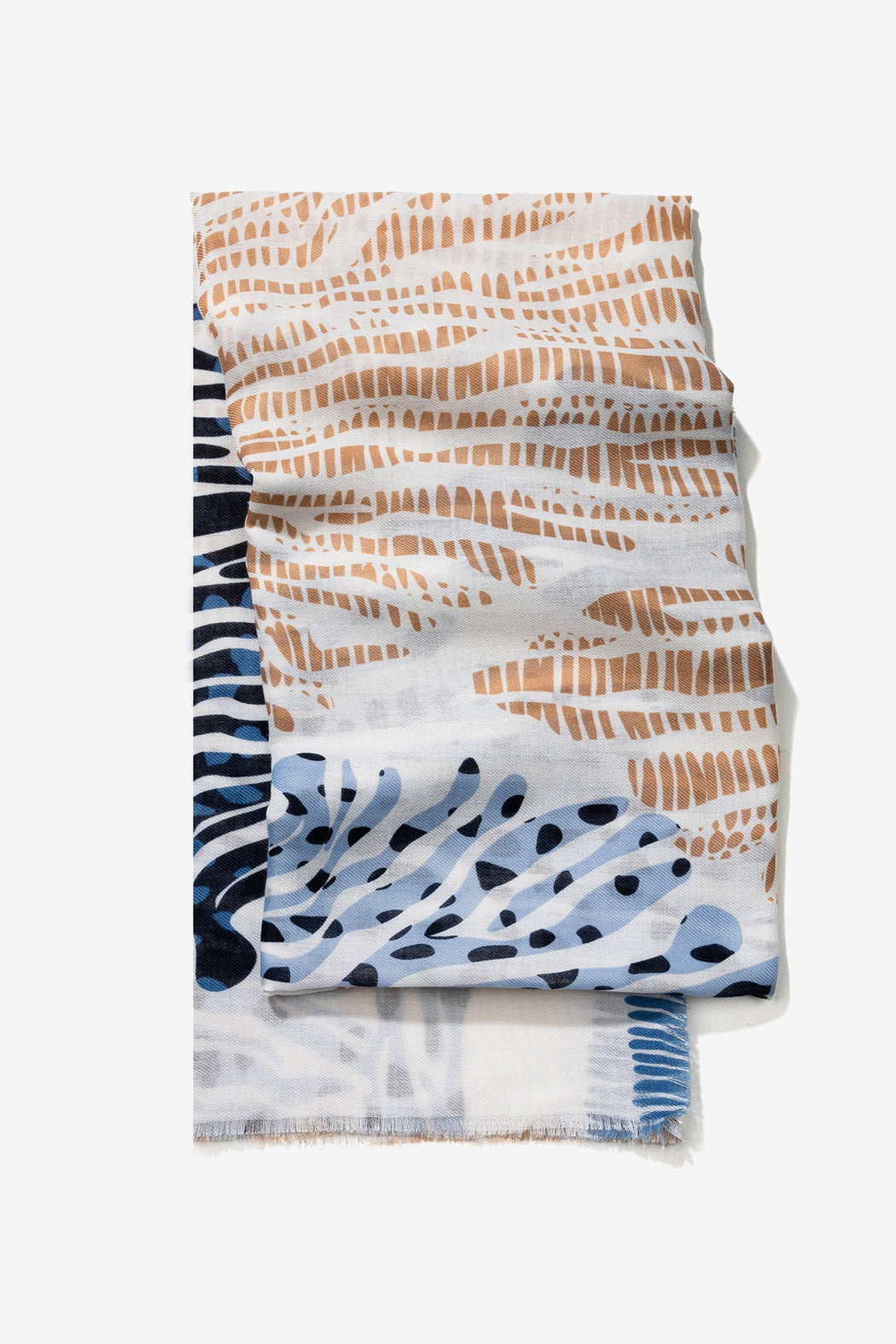 Shell blue print scarf