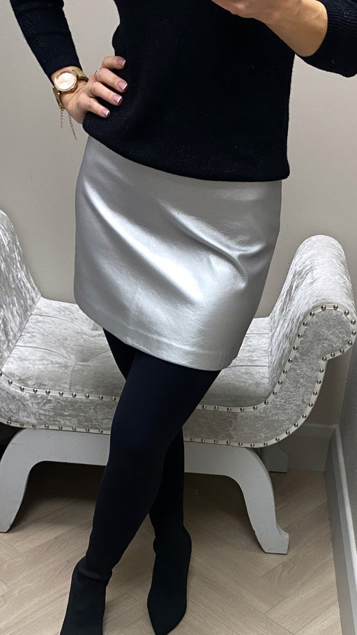 Metallic silver skirt