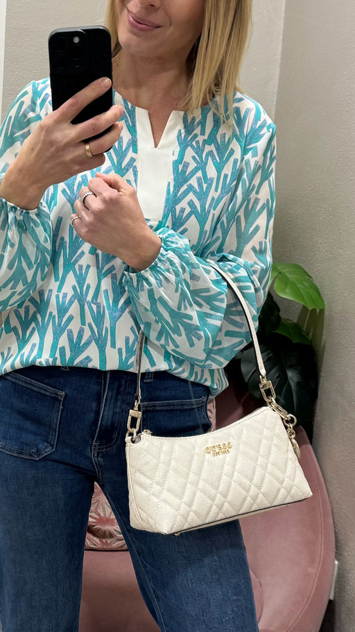 Guess off White Logo Isemay Shoulder Bag