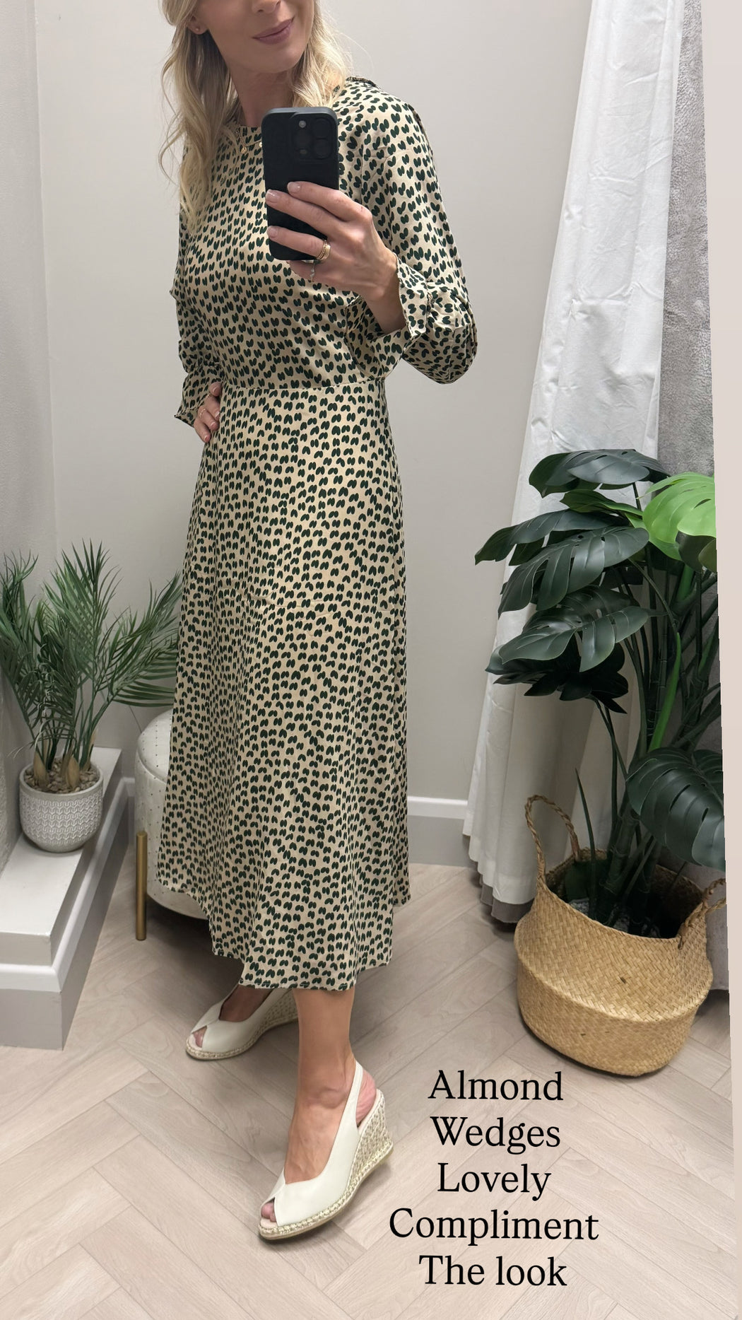 Hush green traffic heart print midi