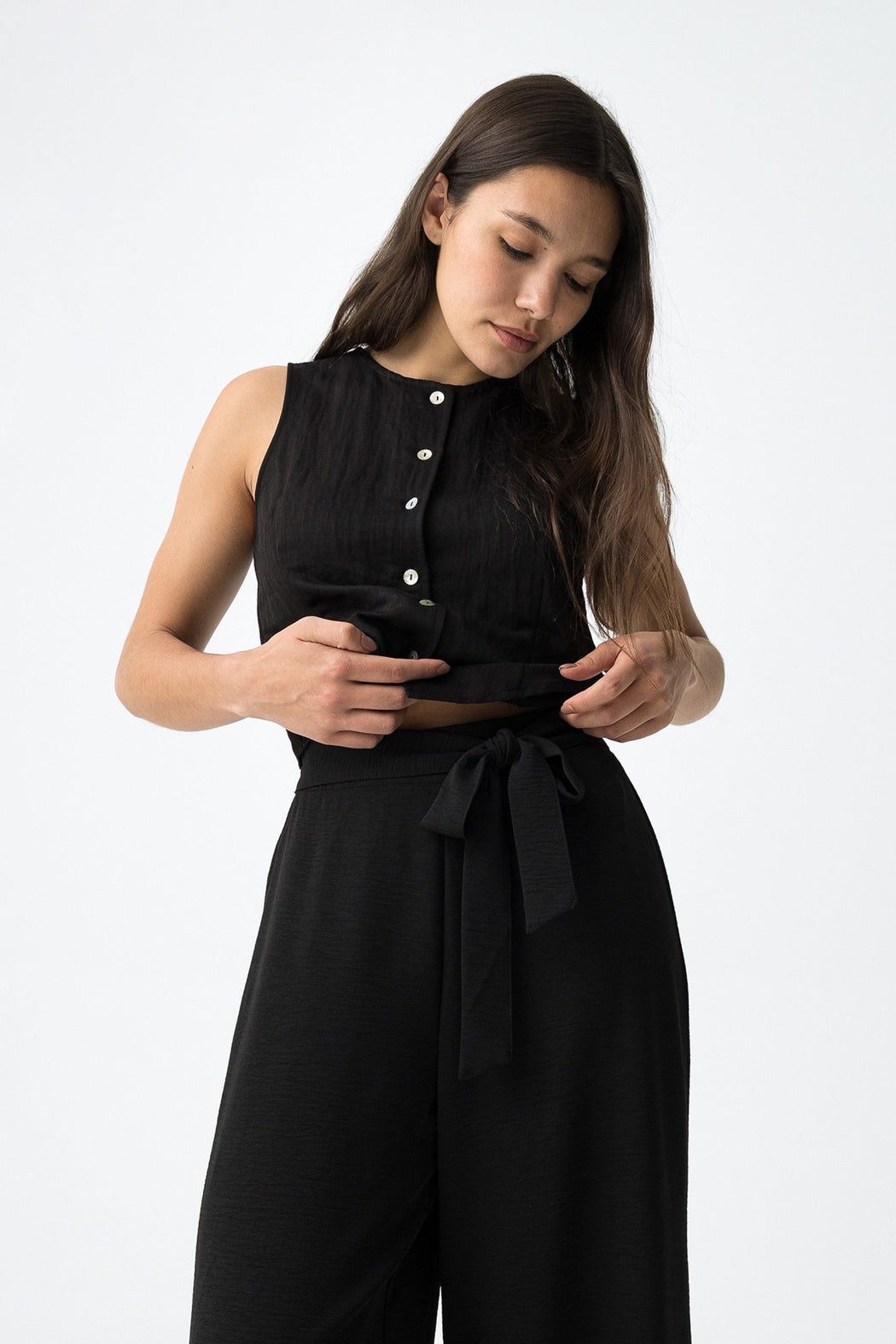 Daley black wide leg trousers