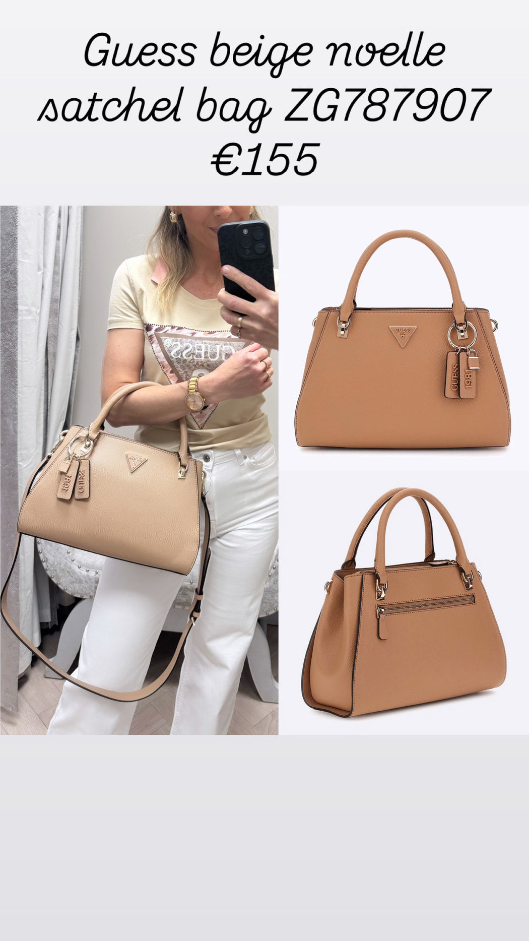 Guess beige noelle satchel bag ZG787907