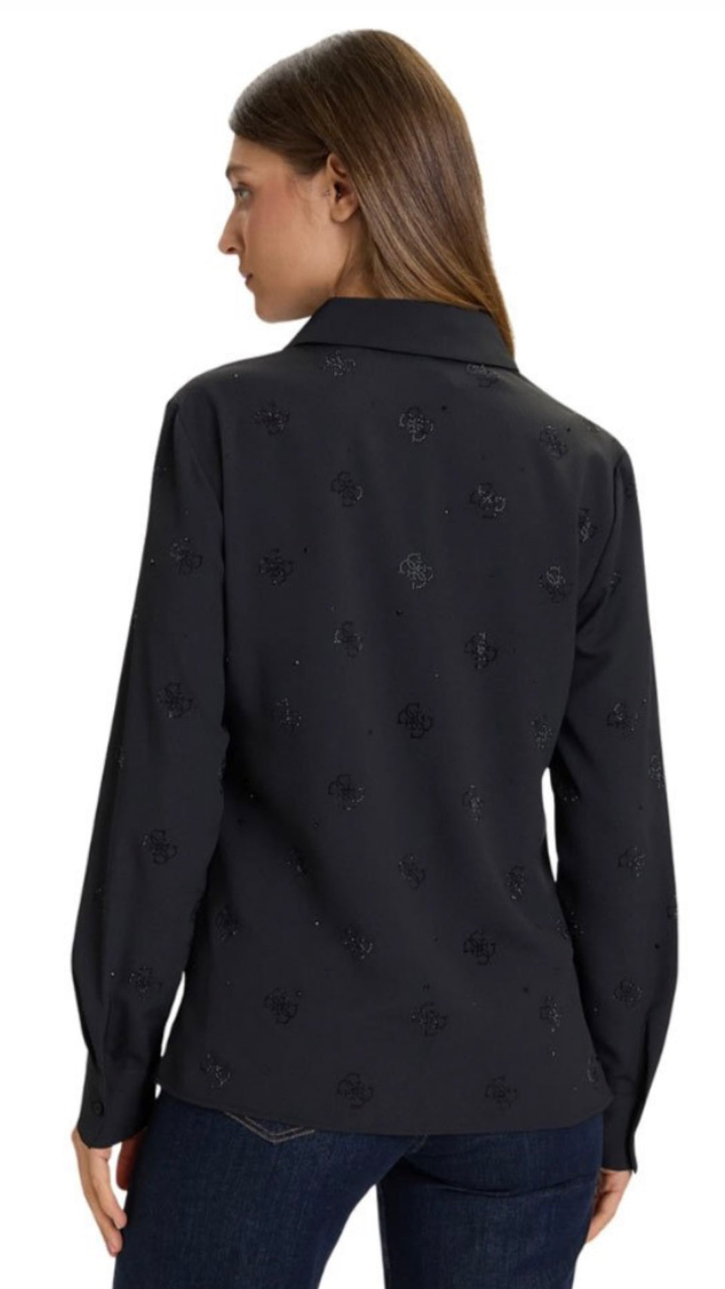 Guess black flore logo embellished shirt