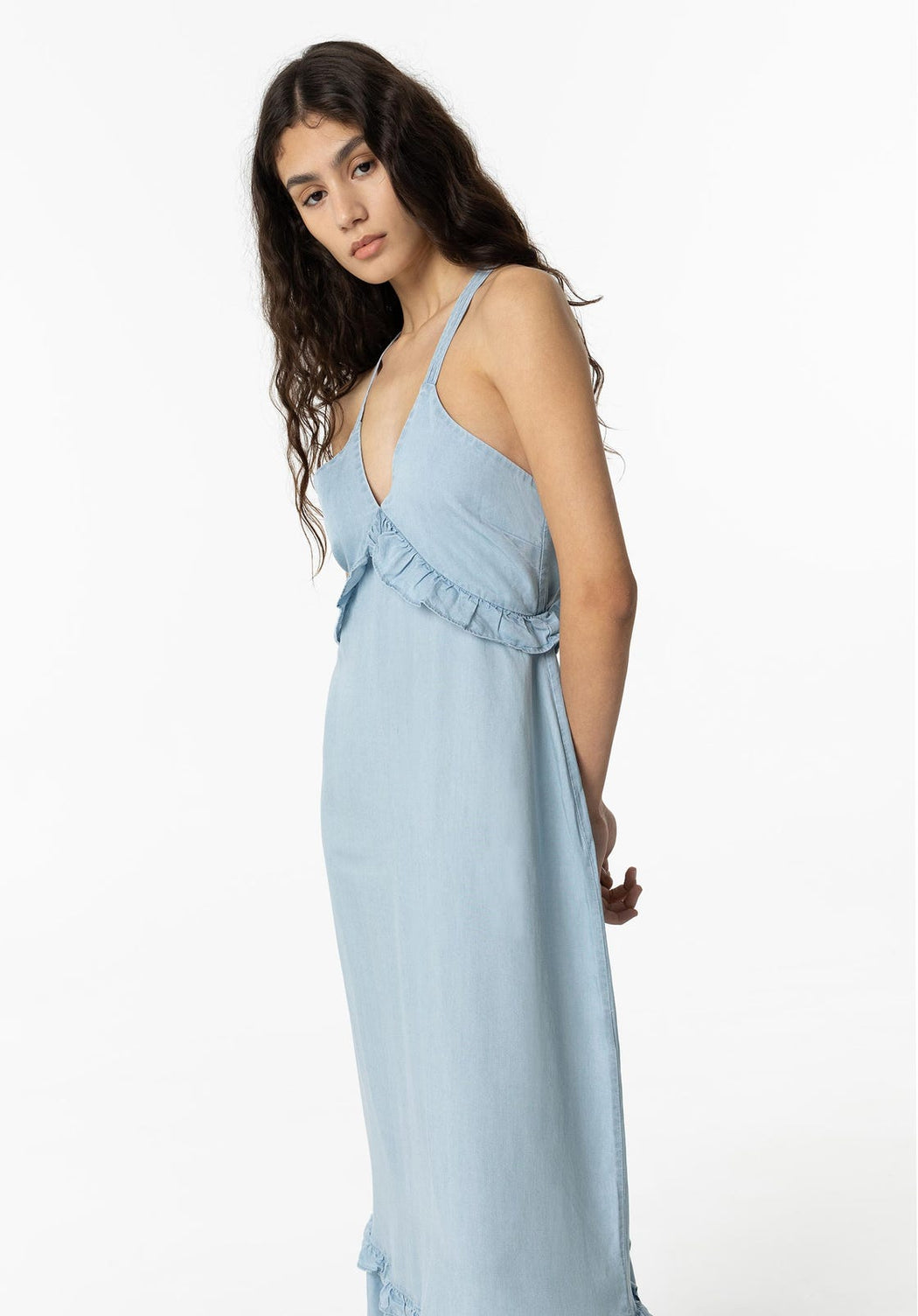 Aquamarine denim maxi