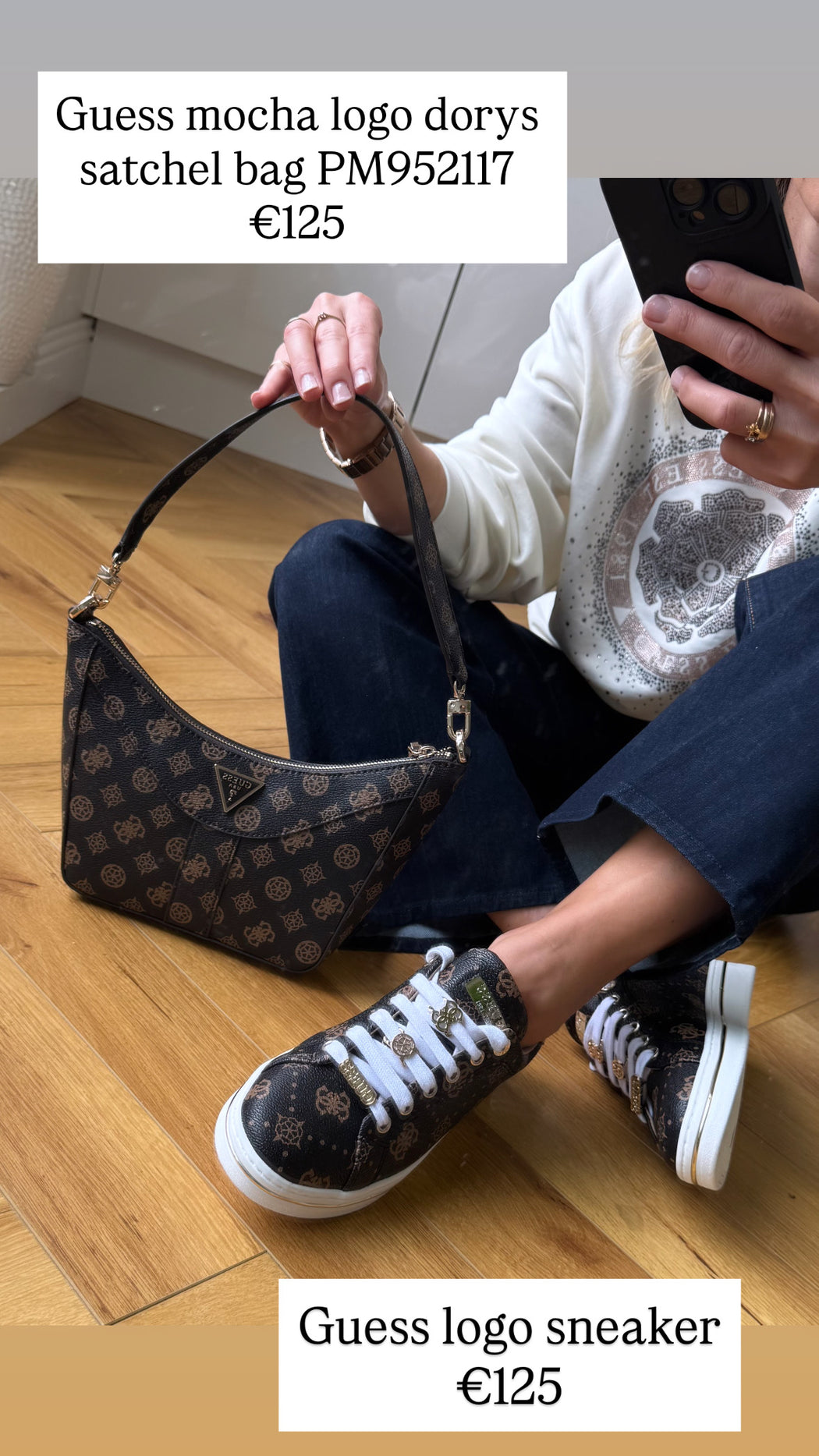 Guess mocha logo dorys satchel bag PM952117