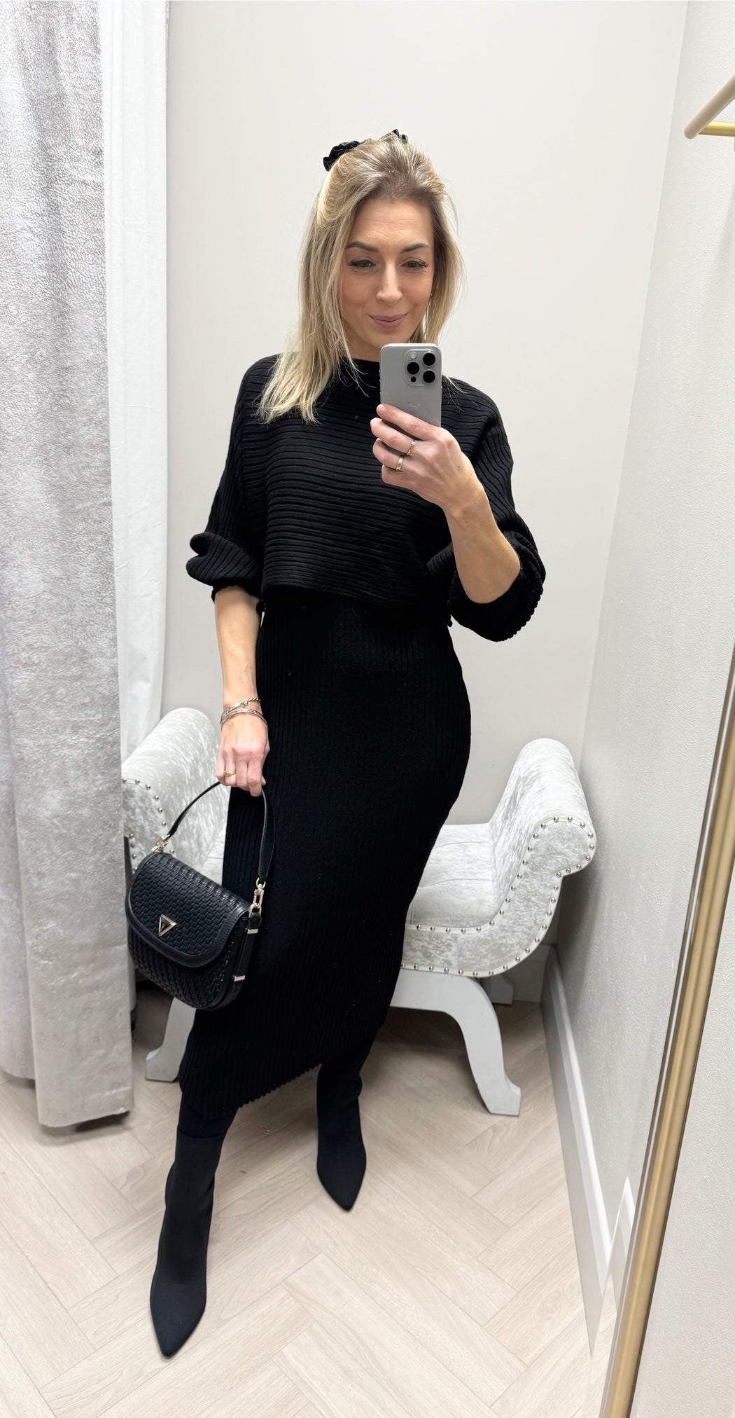 Amelia black knit dress