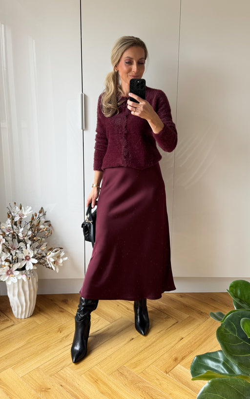 Plum Kansas satin skirt