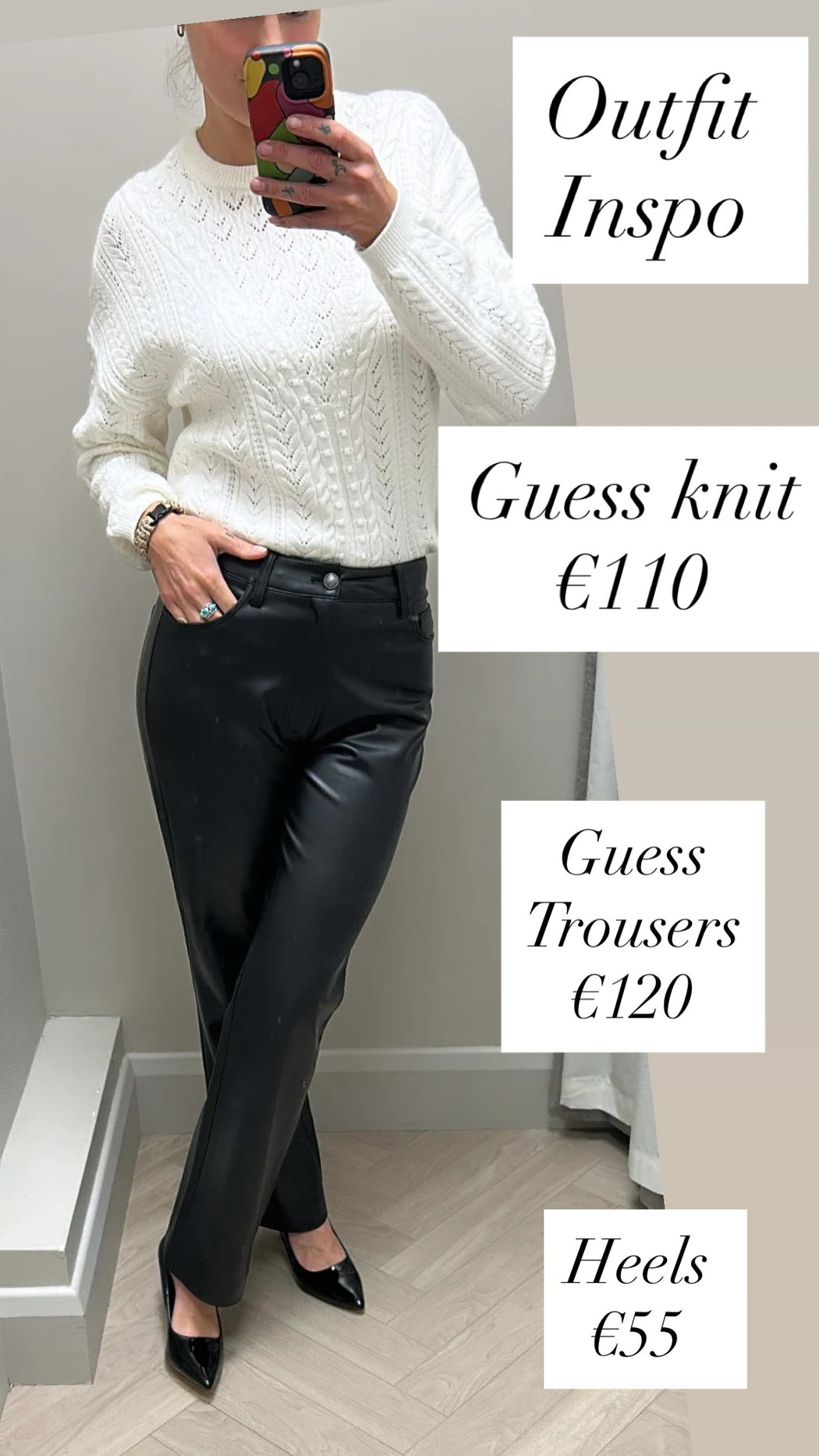 Guess faux leather straight leg trousers
