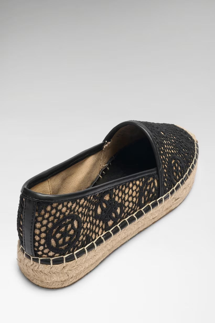 Guess black leather trim espradrils