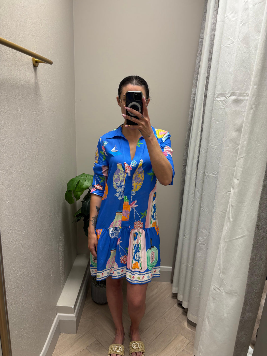 Juliet blue print  dress